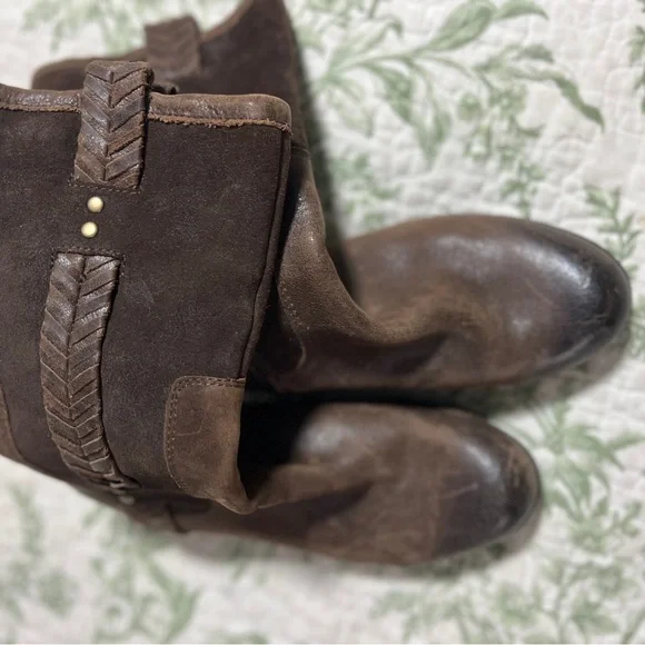 UGG Brown Leather/Suede Western Cowboy Riding Boots Size 6.5 Women High Top - Picture 9 of 13